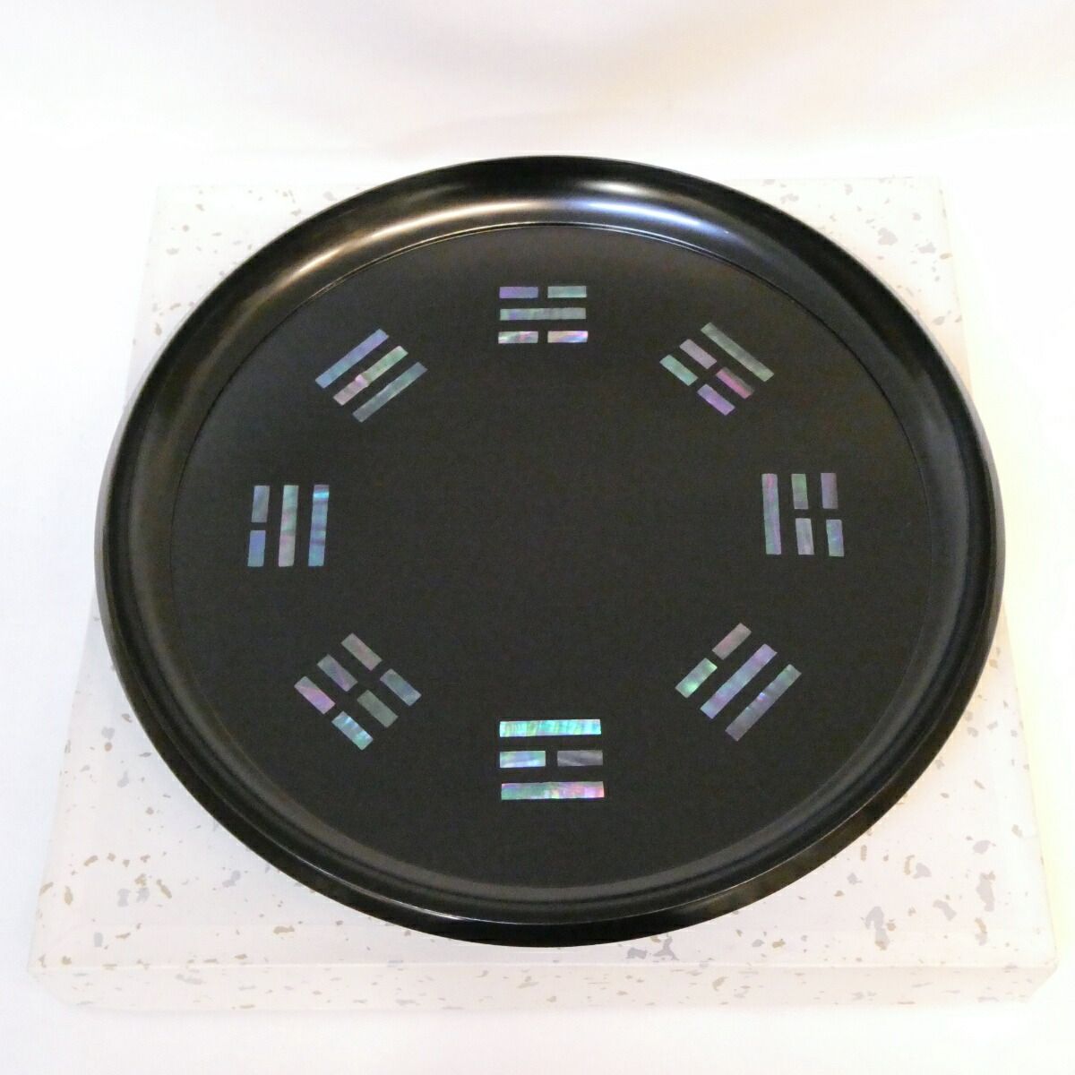 尺一寸 真塗 青貝螺鈿 八卦盆 木製 茶道具