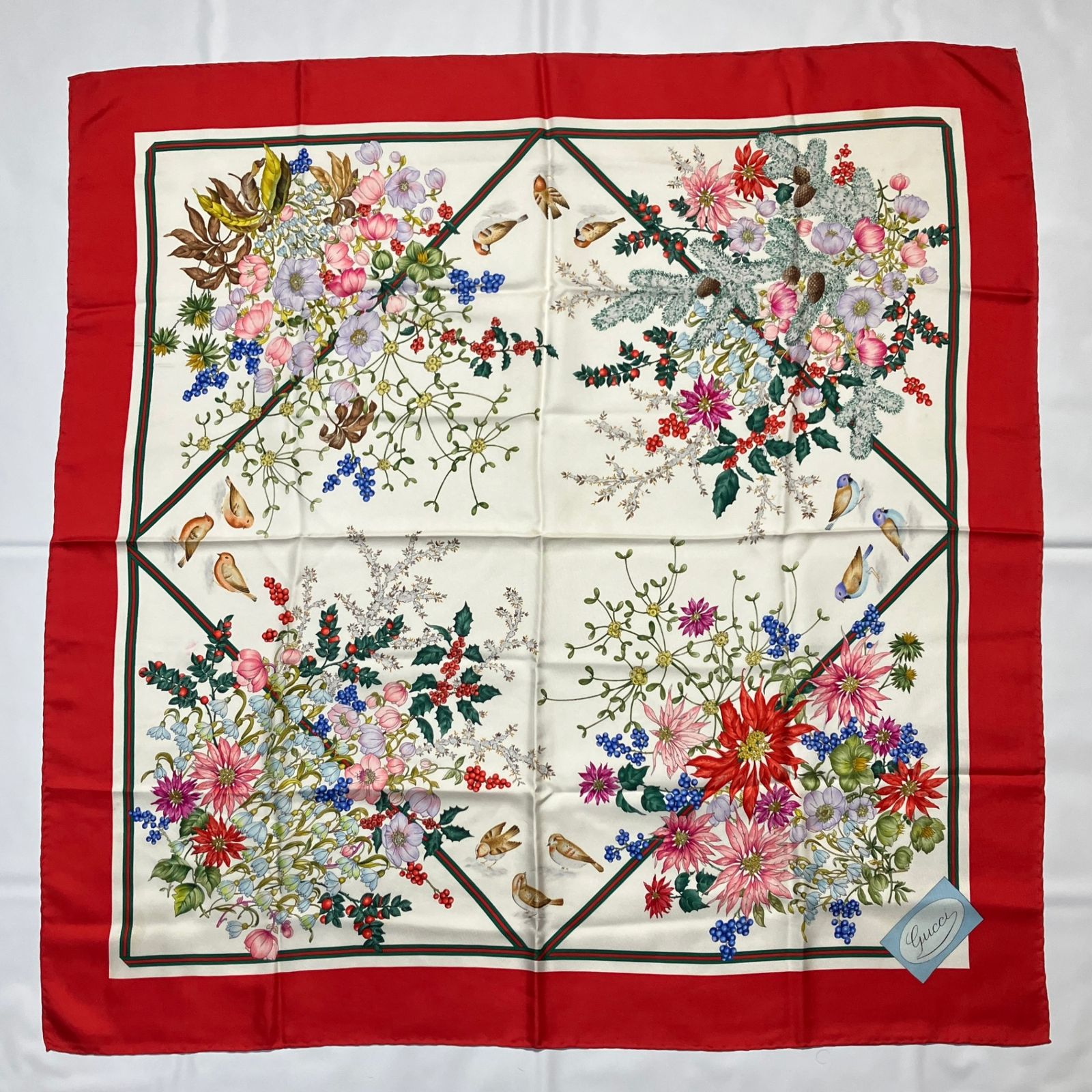 2510-293｜グッチ スカーフ シルク レッド