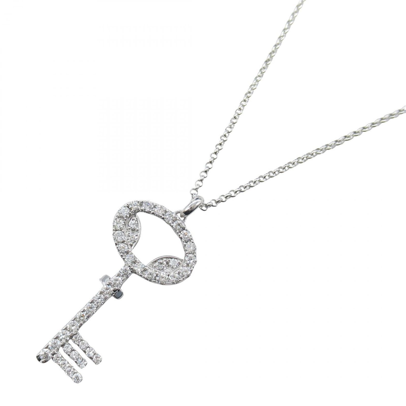 ジュエリー JEWELRY ネックレス ダイヤモンド ﾀﾞｲﾔ 6.0 g 首回45㎝ K 18 WG ホワイトゴールド レディース A