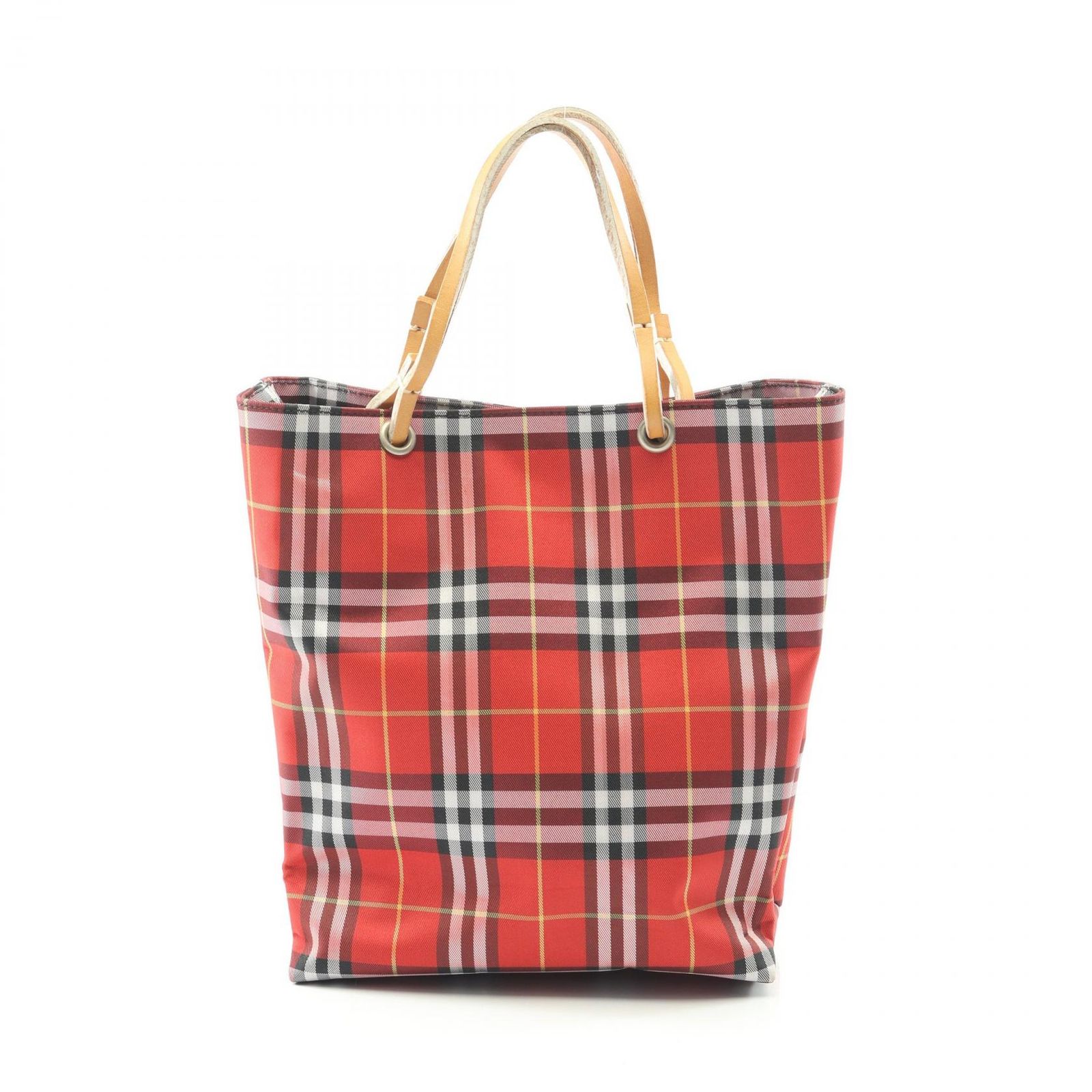 バーバリー BURBERRY ハンドバッグ ノバチェック レッド|ブラック|ホワイト キャンバス レザー ハンド レディース B