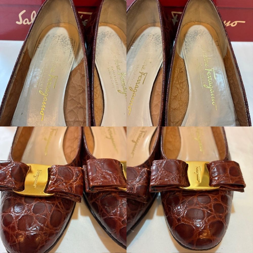 フェラガモ SalvatoreFerragamo Vara ヴェラ クロコ型押しカーフレザー