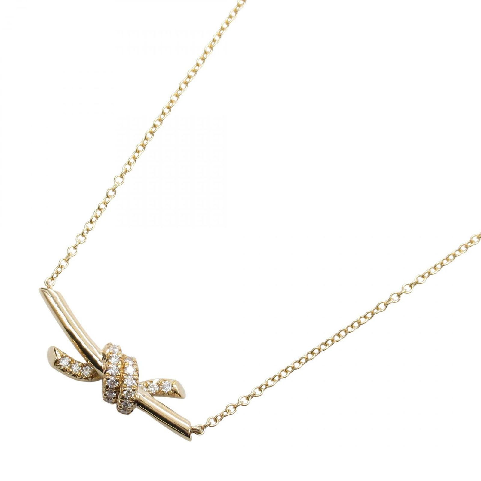 ティファニー TIFFANY＆CO ネックレス ノット スモール ペンダン トネックレス 首回38|43㎝ K 18 イエローゴールド ダイヤモンド