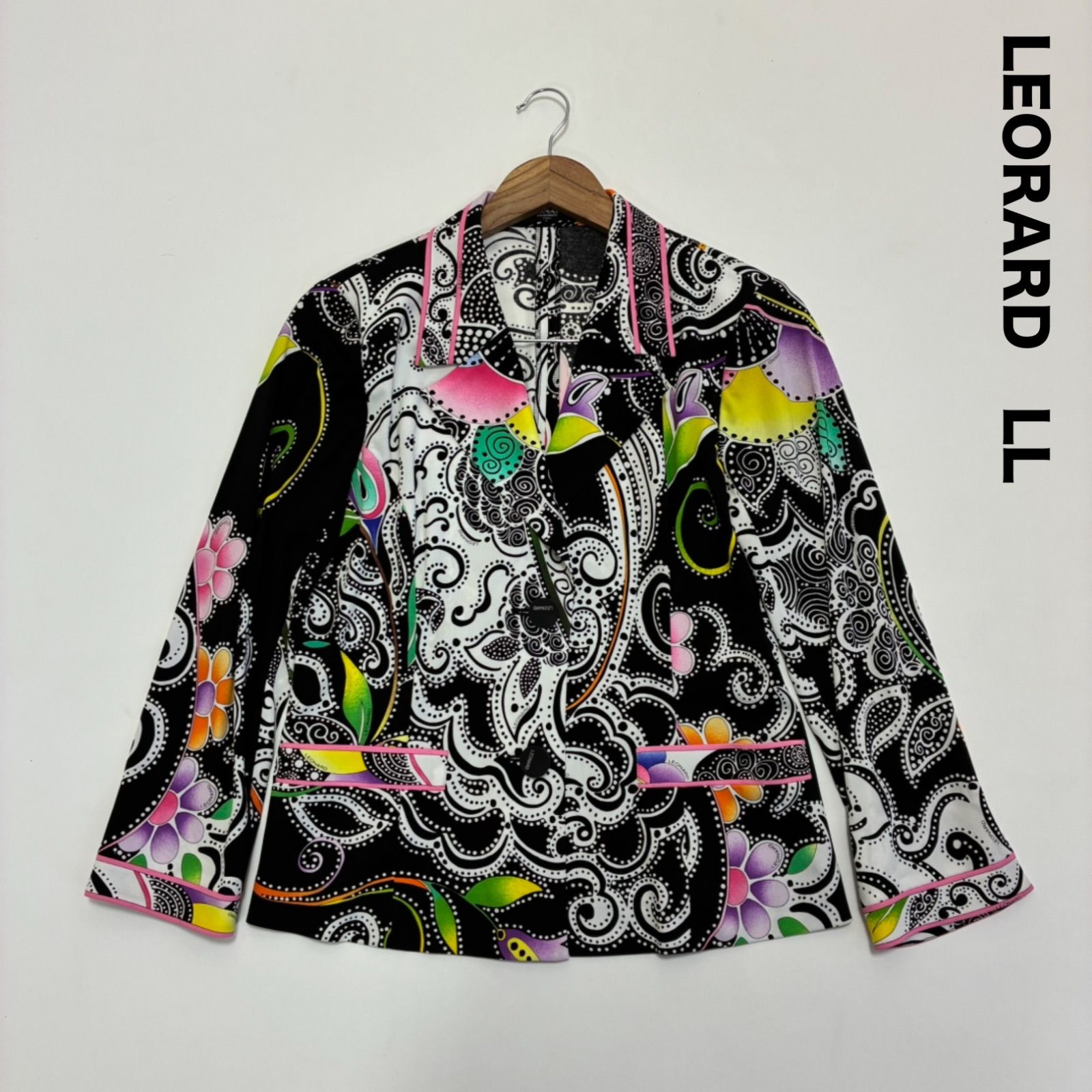 LEORARD レオナール☆カンカン素材 テーラードジャケット LL