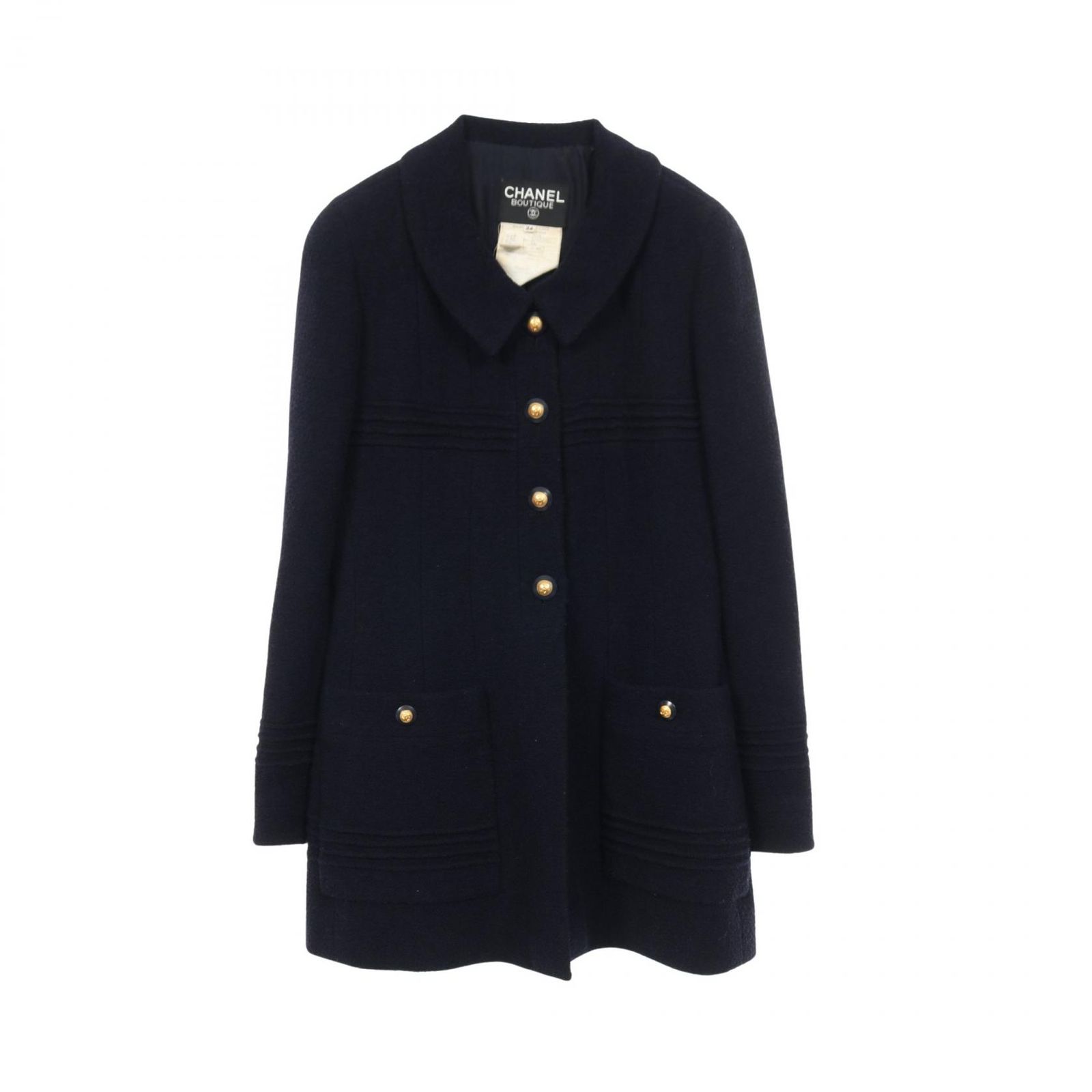 シャネル CHANEL ココマークボタン ウール ロングジャケット レディース A