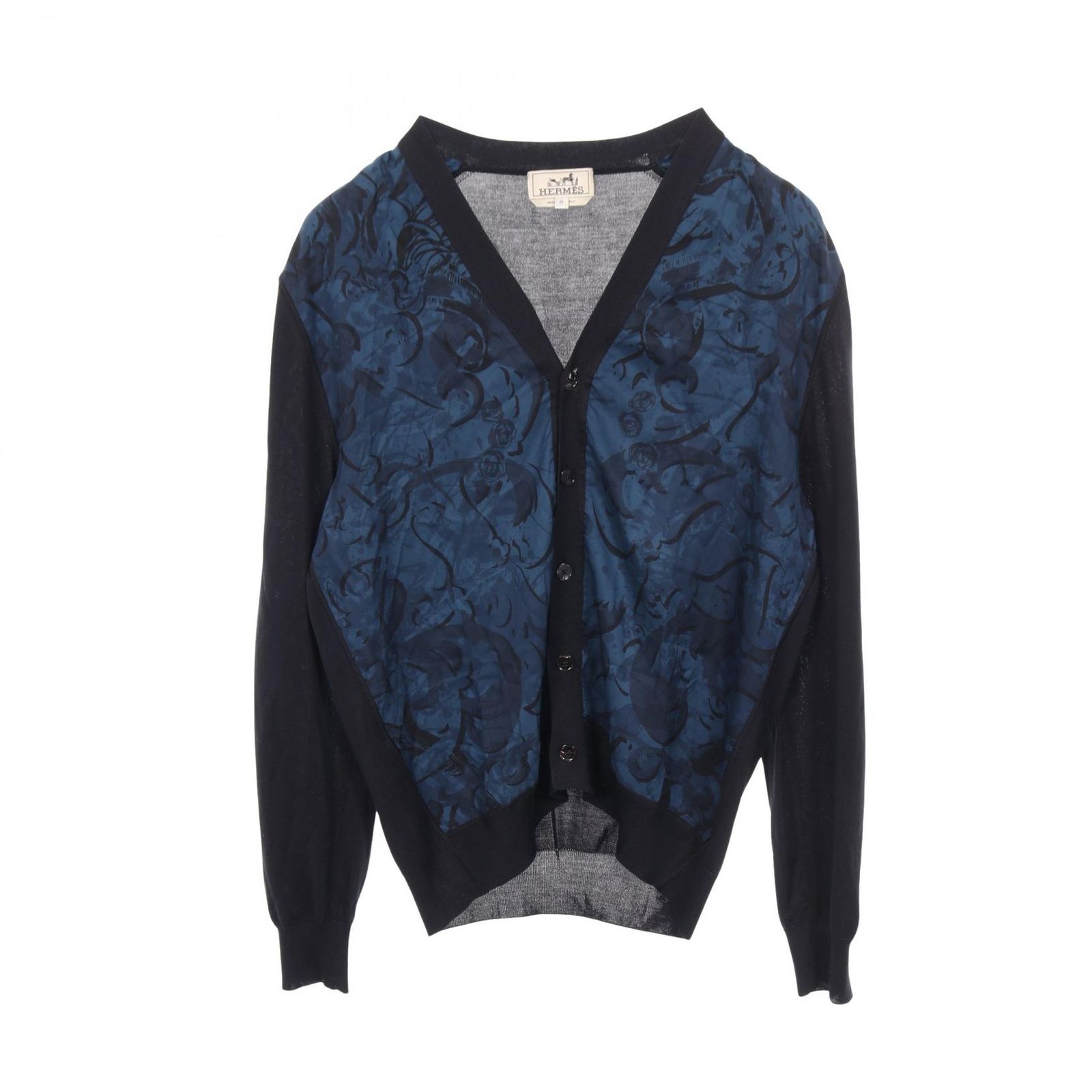 エルメス　カーディガン　ネイビー エルメス HERMES カーディガン ネイビー シルク カーディガン メンズ