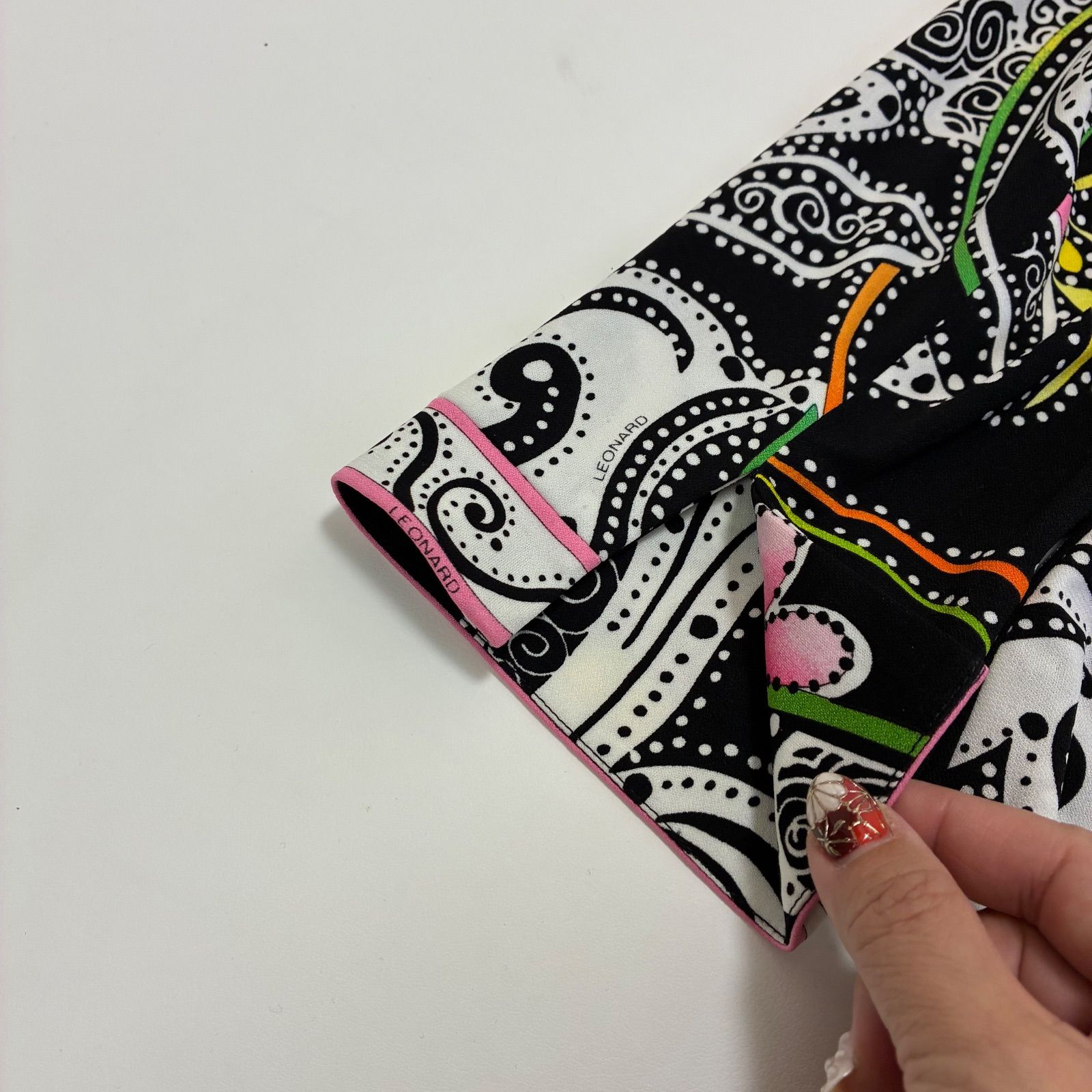 LEORARD レオナール☆カンカン素材 テーラードジャケット LL