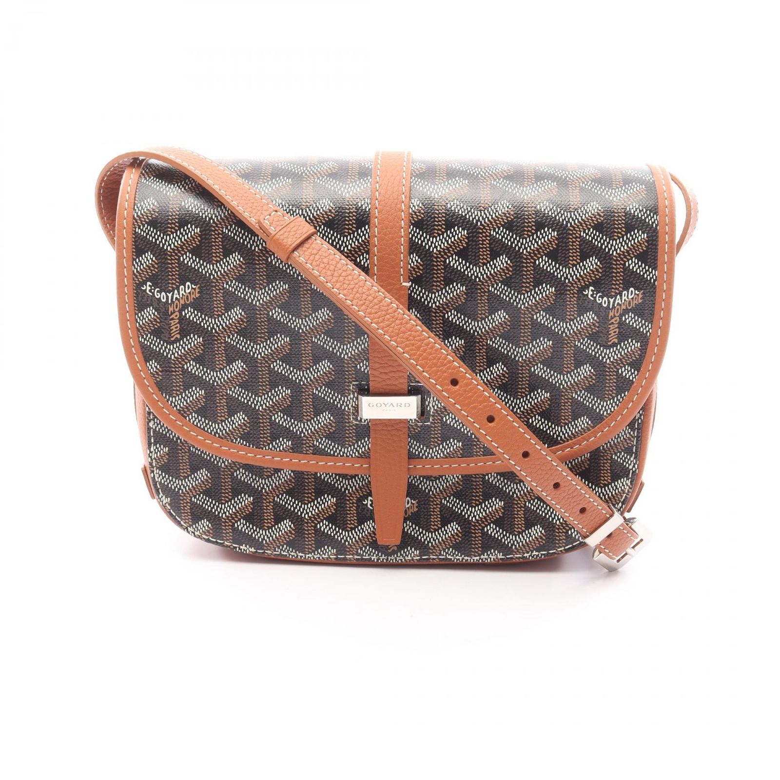 ゴヤール GOYARD ショルダーバッグ ベルヴェデーレPM ブラック|ナチュラル PVCコーティングキャンバス レザー レディース A