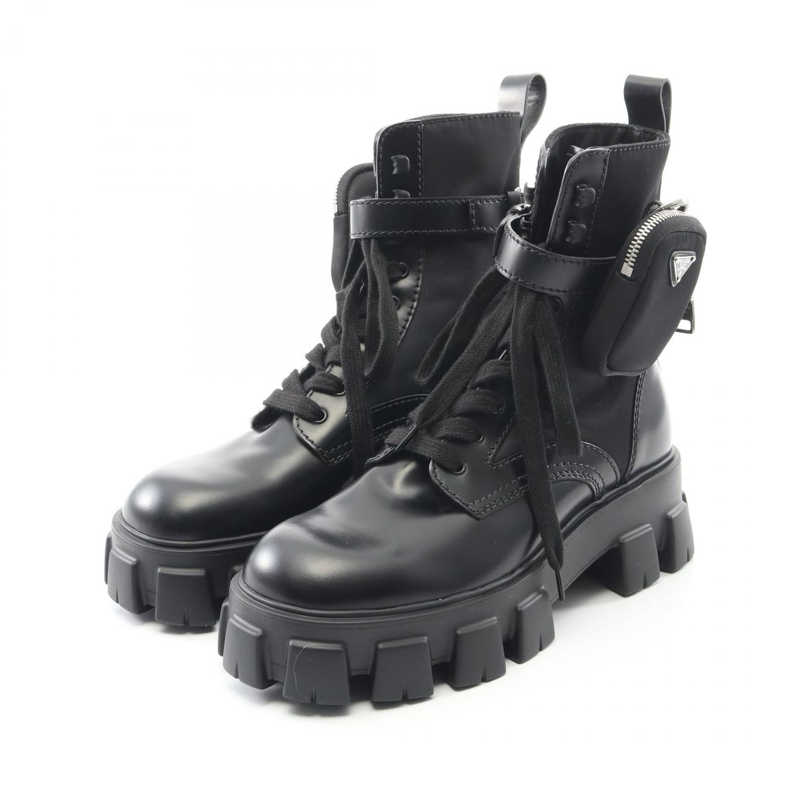 プラダ PRADA ブーツ Re-Nylon モノリス ナイロン レザー ブーツ