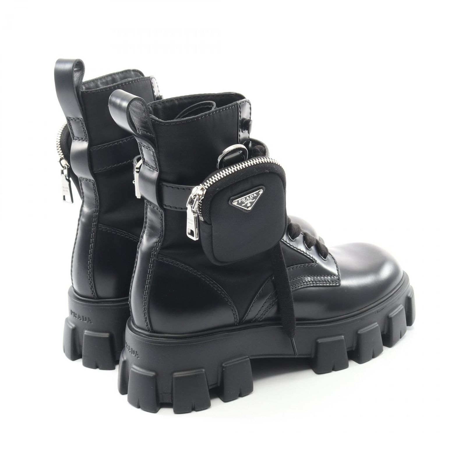 プラダ PRADA ブーツ Re-Nylon モノリス ナイロン レザー ブーツ