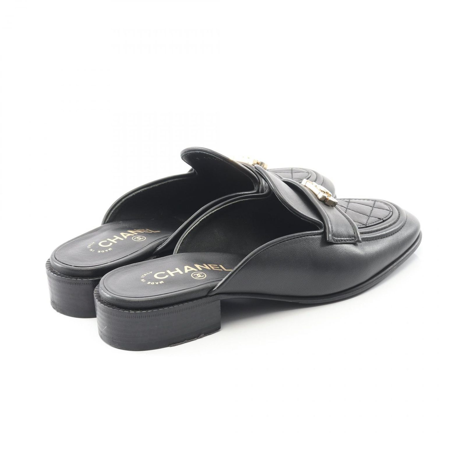 シャネル CHANEL ミュール ボーイシャネル マトラッセ ラムスキン（羊