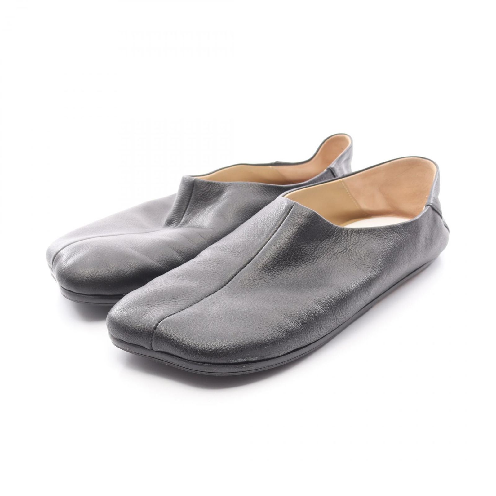 エムエムシックス MM 6 バレリーナシューズ ブラック レザー フラットシューズ レディース B