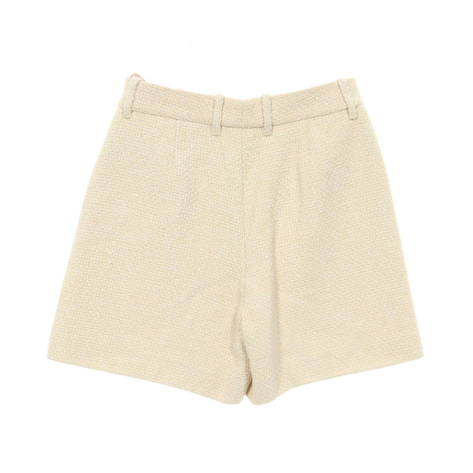 グッチ GUCCI パンツ ツイード ショート ライトベージュ コットン レーヨン ツイードショートパンツ レディース A