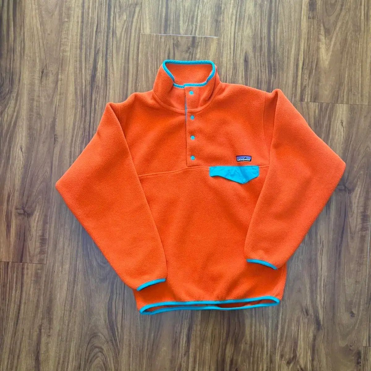 10 s patagonia Synchilla シンチラ スナップ-T オレンジ|ターコイズ