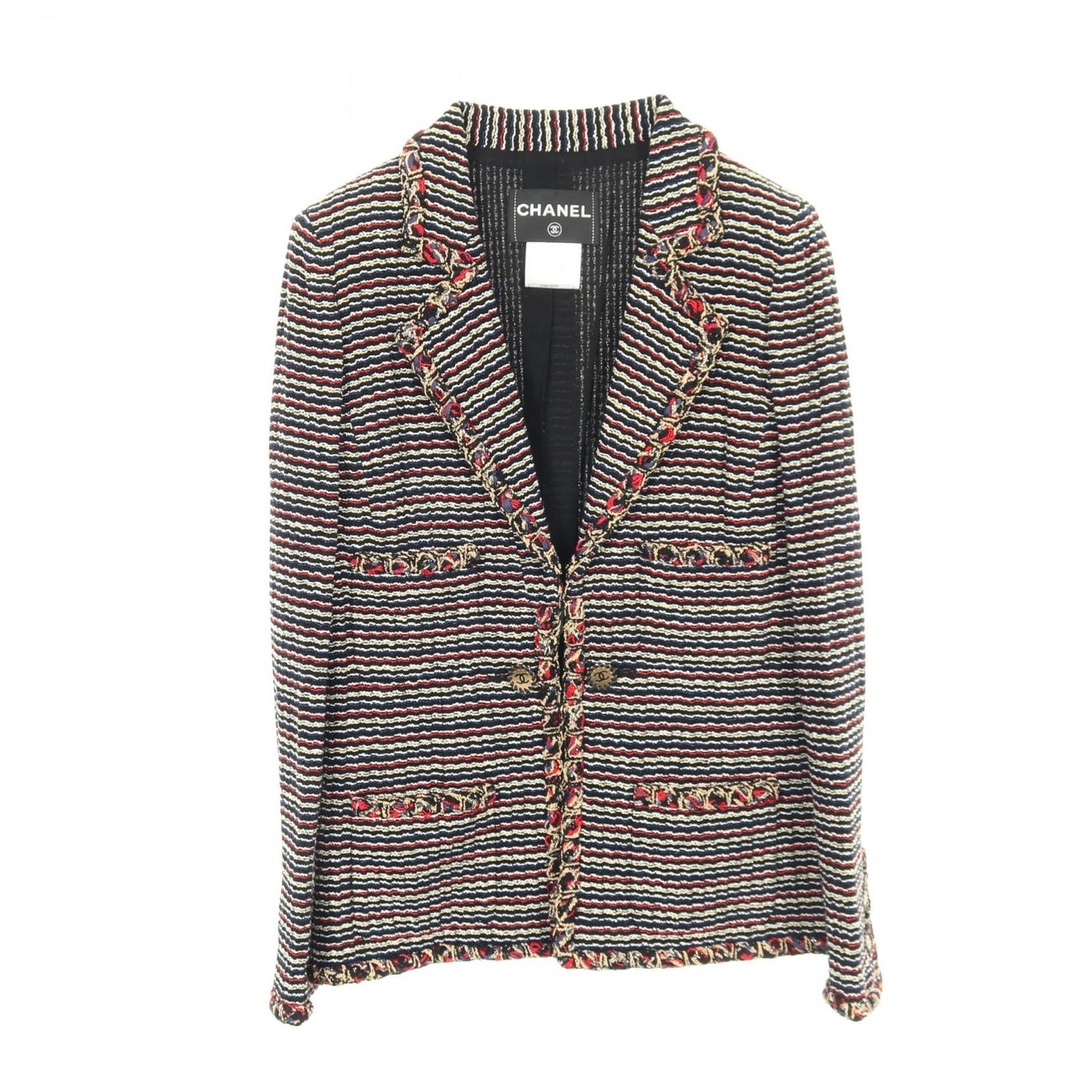 シャネル CHANEL テーラードジャケット ココマークボタン ナイロン ウール ジャケット レディース A