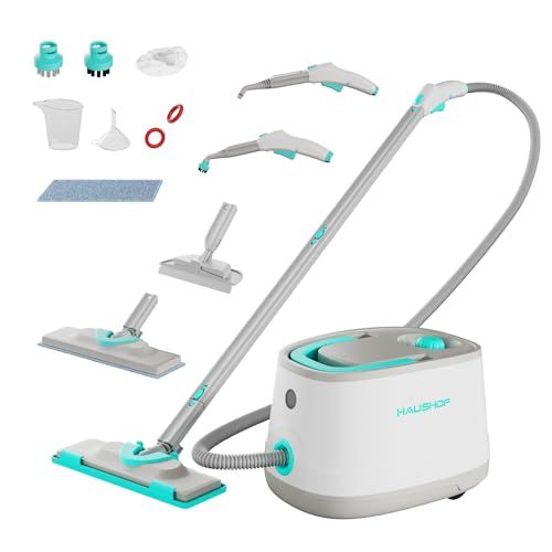 HAUSHOF スチームクリーナー スチーム洗浄機 1300 W 多目的用スチームクリーナー 豊富なアクセサリー付 素早く加熱 1.5 L大容量水タンク 最大スチーム量45 g|分 深い汚れ対策 洗剤いらず 天然清掃 カーペット|家具|床|タイル|