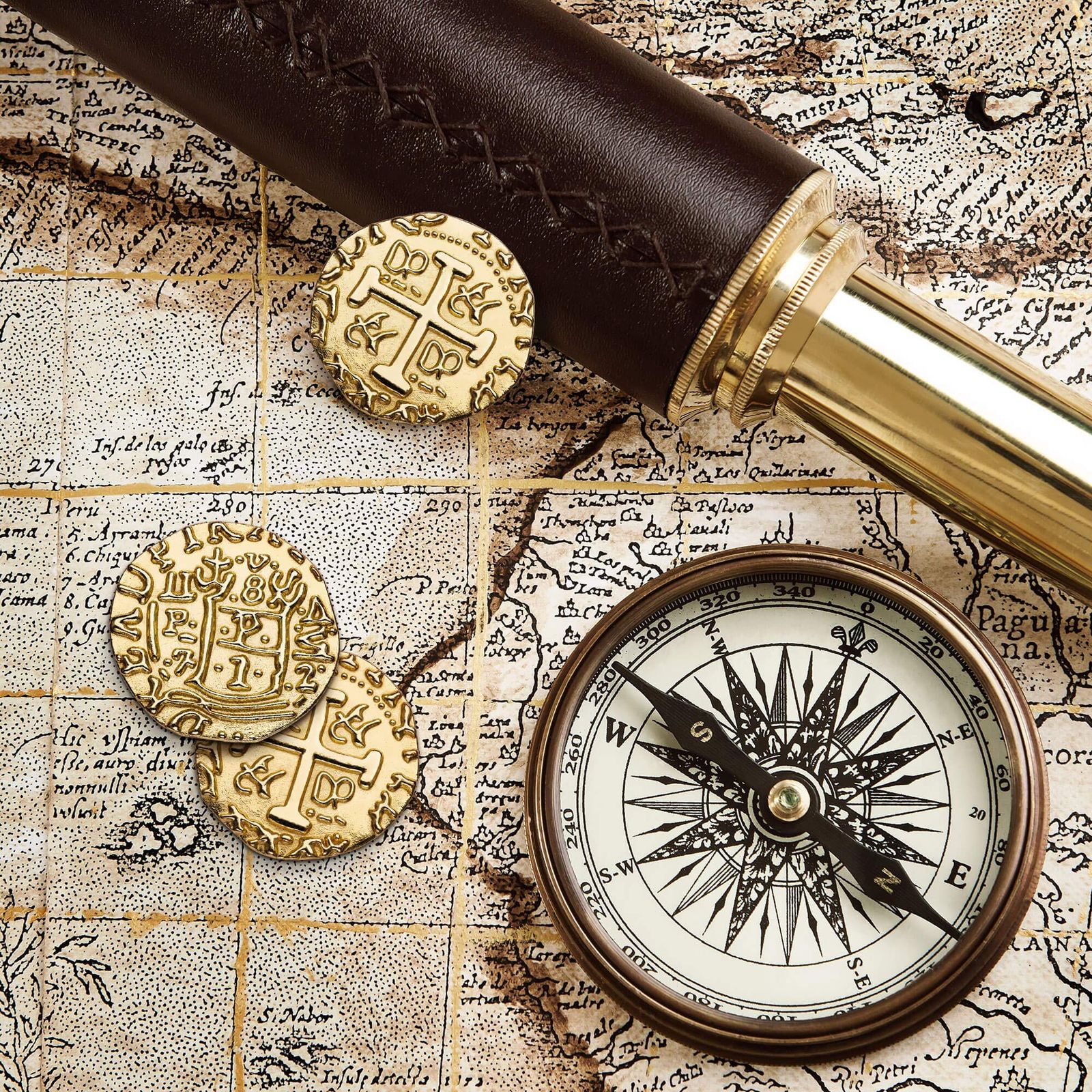 大型メタル海賊コイン - 35ゴールドトレジャーコインセット、メタルレプリカ スペインダブロン  海賊パーティーデコレーション&記念品、トークン、おもちゃ、コスプレ用 - 海賊宝箱、サイズ7/8インチ [35 Pcs] - メルカリ