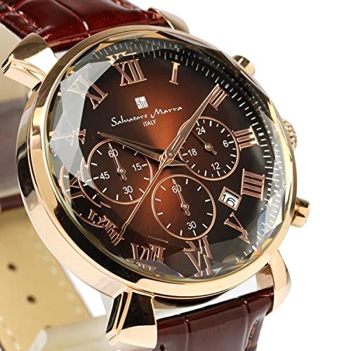 サルバトーレマーラ 腕時計 ウォッチ 多面カットガラス クロノグラフ アイスクロコレザ― 革ベルト メンズ ブラウン SM 19104 PGBRBR