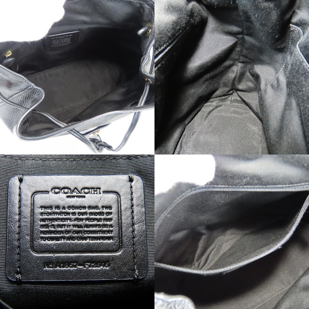 中古】 コーチ リュック・デイパック F72645 レザー ブラック シンプル 