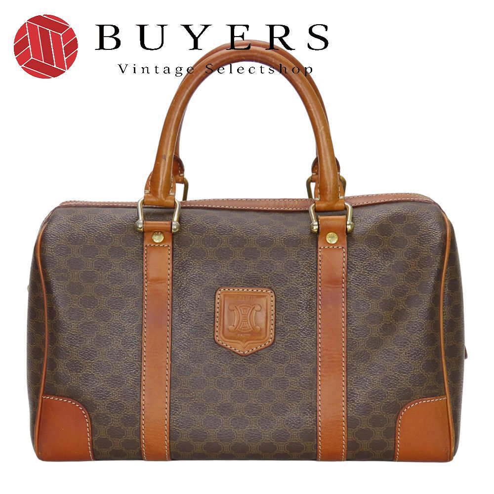 セリーヌ ハンドバッグ マカダム PVC レザー ブラウン ヴィンテージ 手提げ 普段使い レディース 女性 CELINE