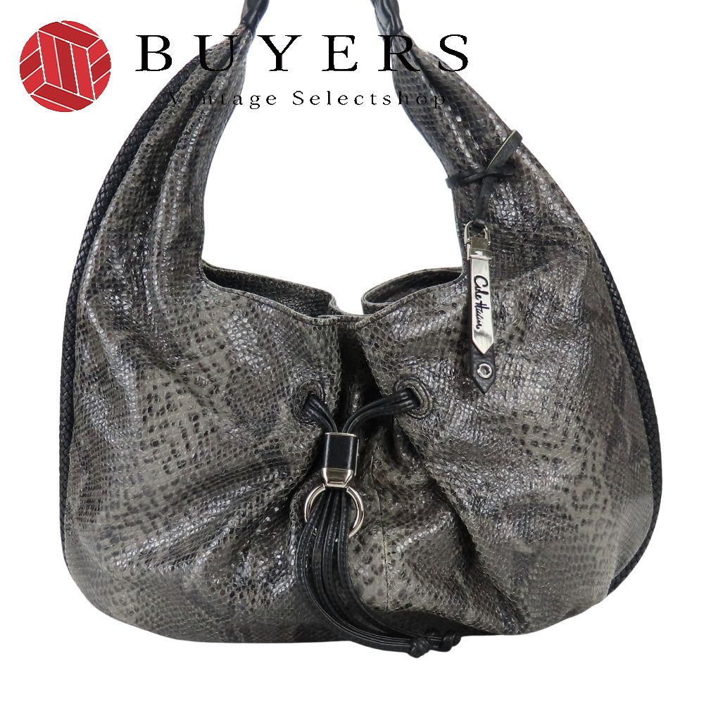 コールハーン ショルダーバッグ B 29245 レザー グレー ブラック 肩掛け 編み込み パイソン型押し ワンショルダー レディース 女性 COLE HAAN