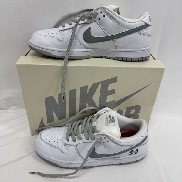 Supreme×NIKE|シュプリーム×ナイキ SB Dunk Low White|Metallic Silver|ダンクロー HQ 8487-100|28.5