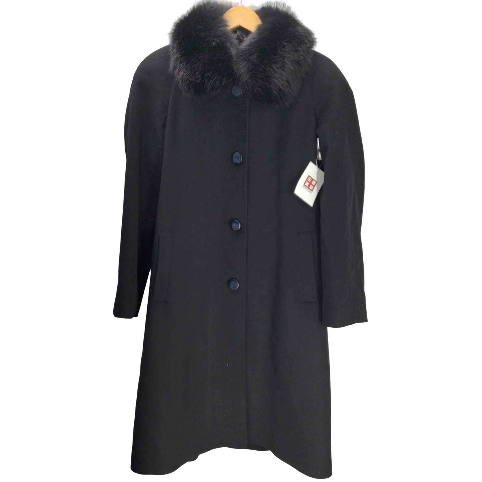ピュア カシミヤ pure cashmere ＆ Real Fur Balmacaan Coat カシミア 襟リアルファー バルマカーン ステンカラー ロング コート 比翼 レディース 9