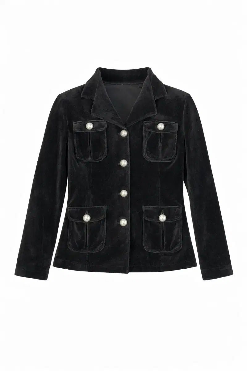 Deux Concept Labo ツアーベルベット ブラック パール ボタン ジャケット 1797