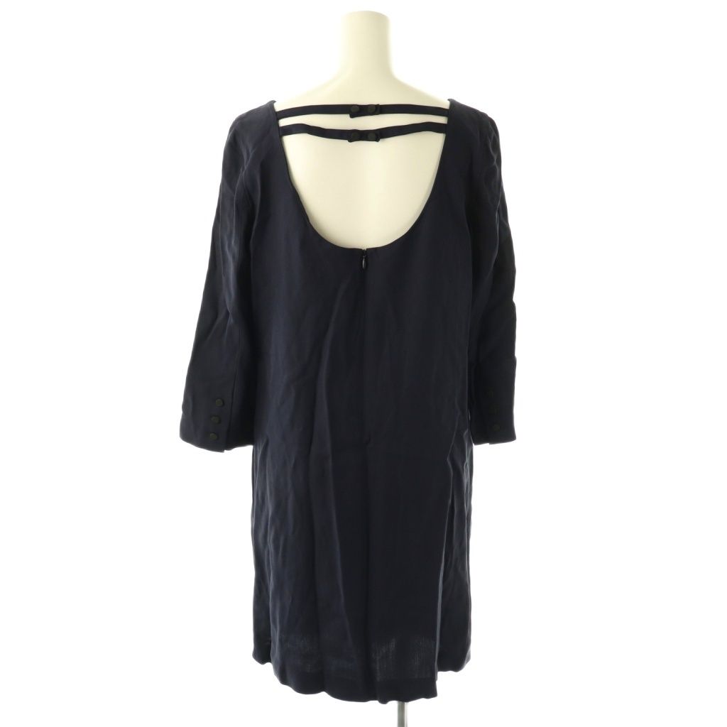 タラジャーモン TARA JARMON ワンピース 36 ネイビー 紺 ボートネック