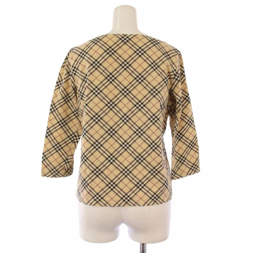 中古 バーバリー ロンドン カットソー 1 コットン ポリウレタン ベージュ ノバチェック 七分袖 アパレル レディース 女性 BURBERRY LONDON バーバリー ロンドン BURBERRY LONDON カットソー 七分袖 ボートネック