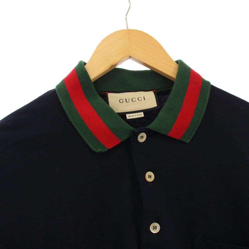 グッチ GUCCI ウェブストライプカラー付きコットンピケポロシャツ 半袖