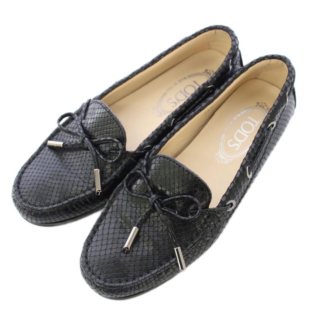 ケロリン✨TOD'S ドライビングシューズ 黒 クロコ ダブルT 38 ケロリン様専用✨TOD'S ドライビングシューズ 黒 クロコ ダブルT 38