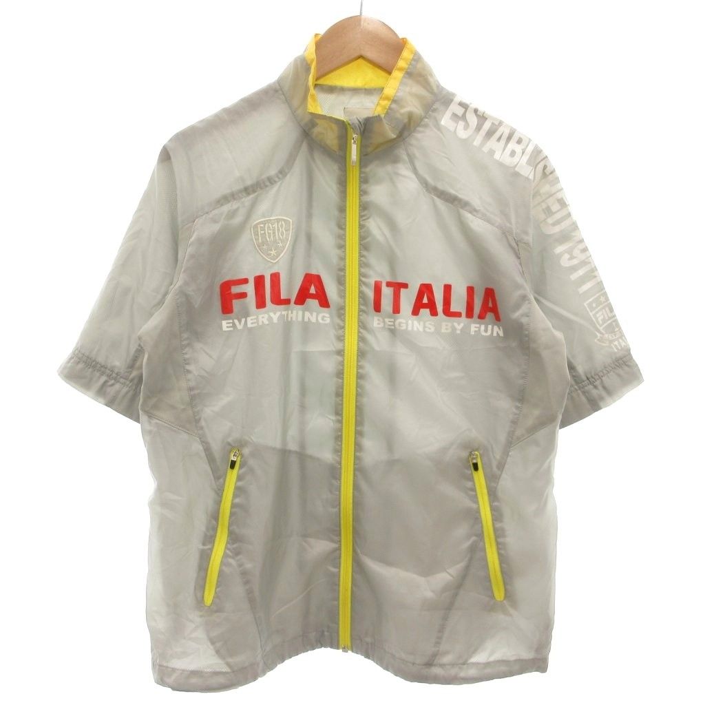 フィラ FILA GOLF ジップアップジャケット 2WAY ロゴ刺繍 M グレー 黄