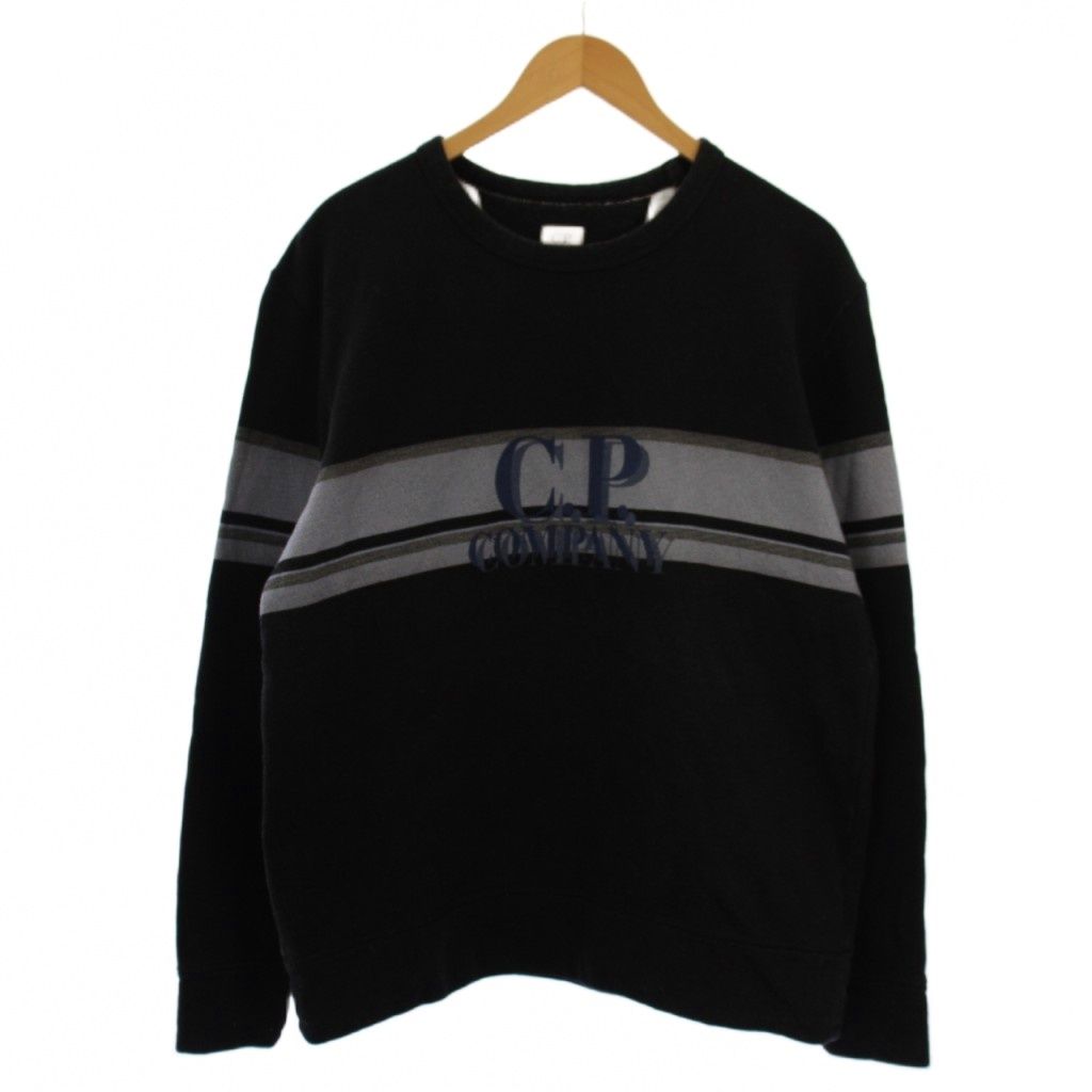 シーピーカンパニー C.P.COMPANY スウェット トレーナー プルオーバー 長袖 クルーネック ロゴ 裏起毛 L 黒 |BM