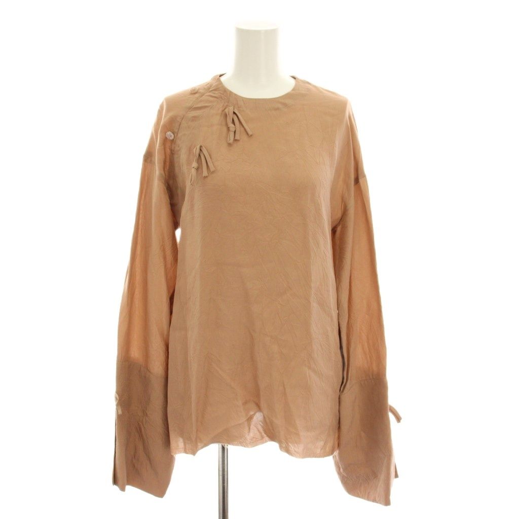 アクネ ストゥディオズ Acne Studios ベルスリーブブラウス シャツ 長袖 リボン カットオフ 32 ピンクベージュ AC 0196 |YT