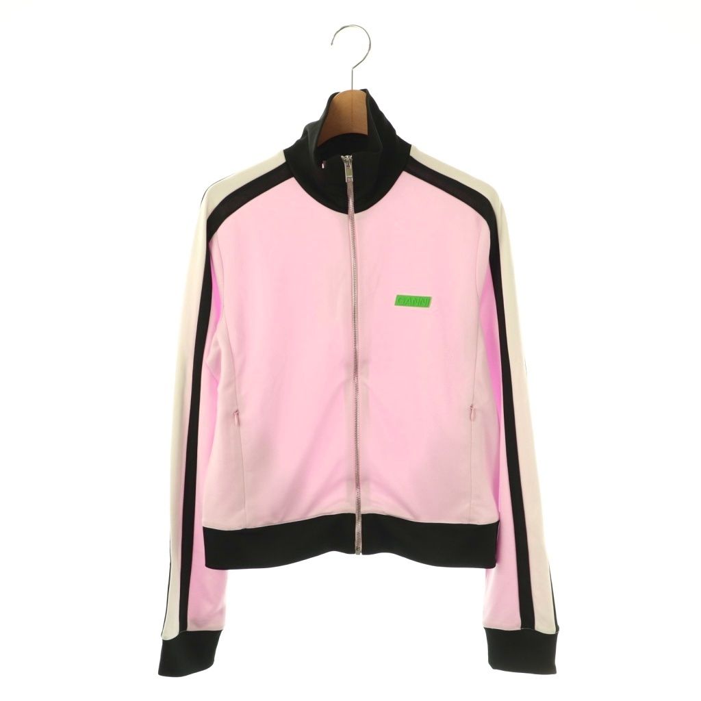 ガニー GANNI T 3969 SPORTY JERSEY ジャケット ブルゾン ジップアップ 36 ピンク 黒 |NR OS