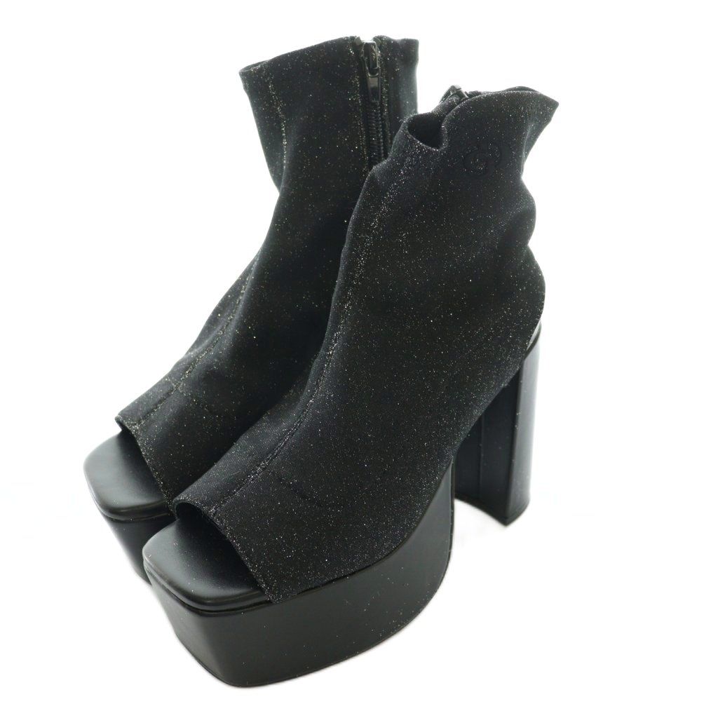 ジェイダ GYDA GDグリッターブーツサンダル ラメ ショート S 黒