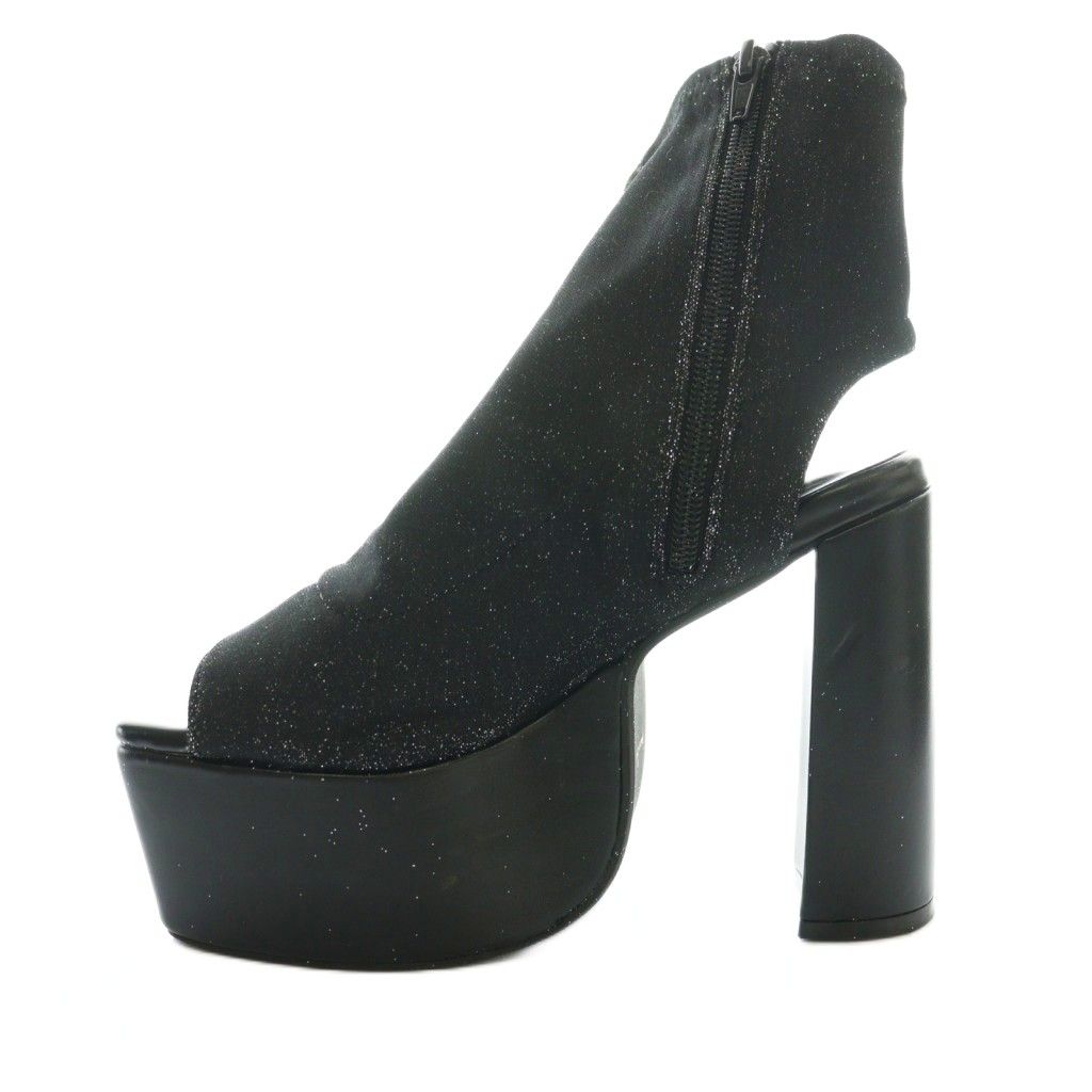 ジェイダ GYDA GDグリッターブーツサンダル ラメ ショート S 黒