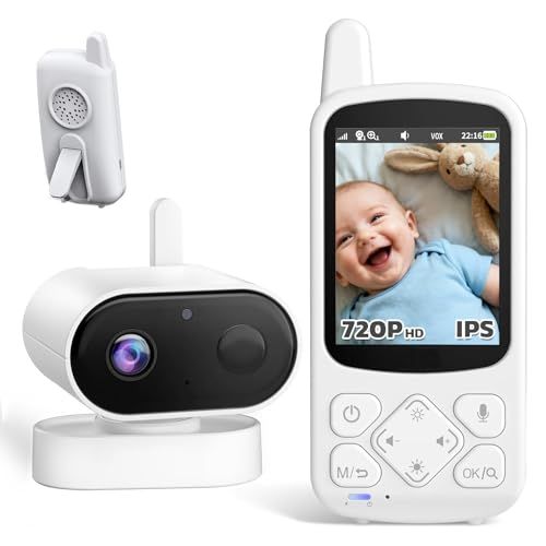 ZAIDER ベビーモニター モニター付き 見守りカメラ ペットカメラ 小型 VOX省エネ＆双方向通話 2.8インチ 720 p 暗視 温度検知 wi-fi不要 回転 ベビーセンサー 4倍ズーム 出産祝い 赤ちゃん 介護 高齢者 プレゼン