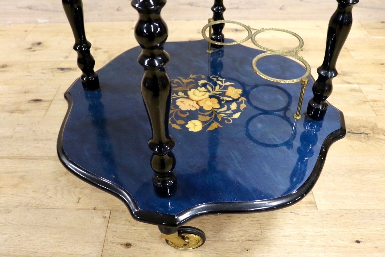 GMIS445○イタリア製 象嵌細工 ティーワゴン キッチンワゴン トロリー