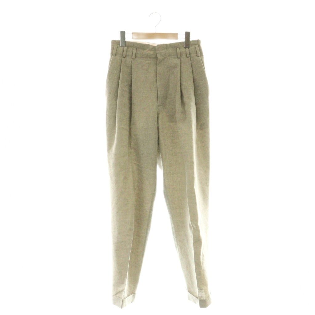 フミカ ウチダ FUMIKA_UCHIDA WOOL|LINEN SUITING TUCKED SLACKS テーパードパンツ タック 38 グレー |DF OS