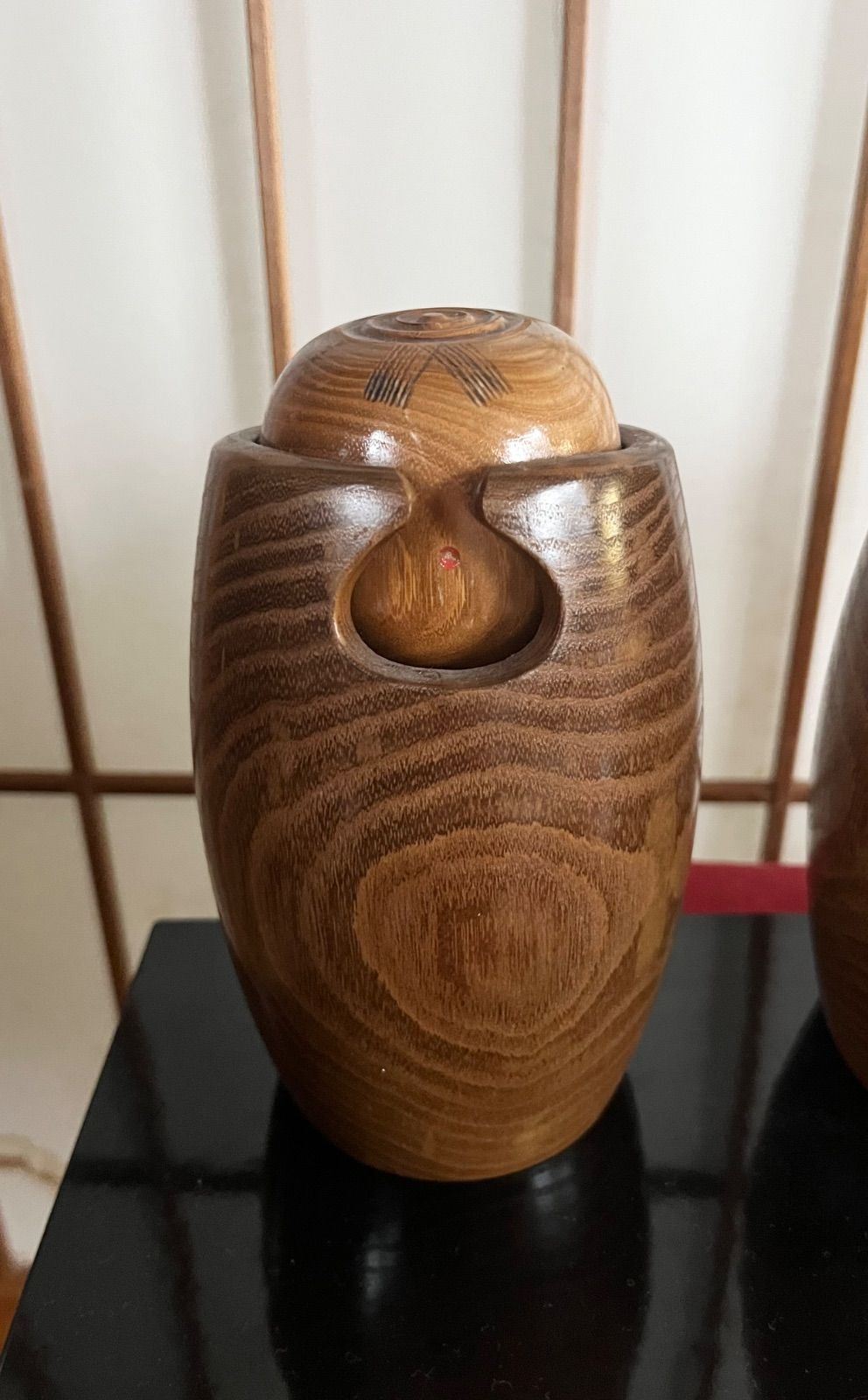 静思 せいし 芸術品 創作こけし 宮嶋無筆 みやじま むひつ 見ざる 聞かざる 言わざる 飾り台付き