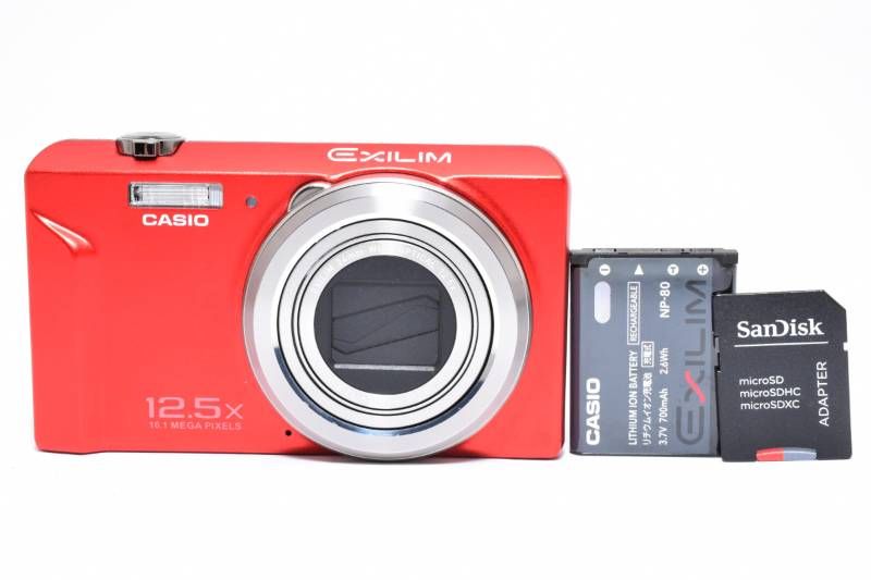 実用品】Casio カシオ EXILIM EX-ZS160 赤 レッド SDカード8GB付き