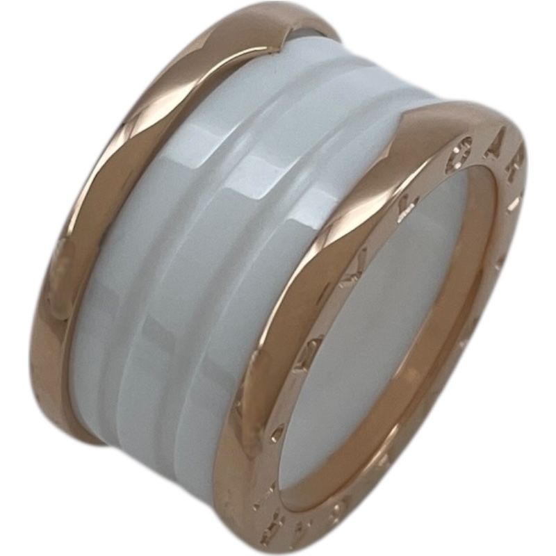 ブルガリ BVLGARI ビーゼロワンリング4バンド M ピンクゴールド 750 ホワイトセラミック ジュエリー
