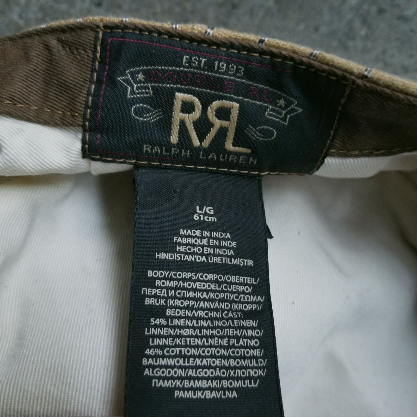 RRL ストライプド リネンコットン ニュースボーイ キャップ L ダブル