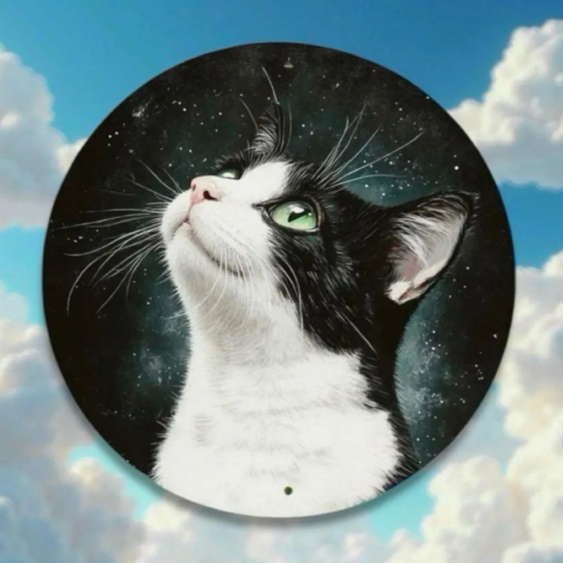 新品 はちわれ猫 メタルサイン ピンクのお鼻があざとい ハチワレ猫