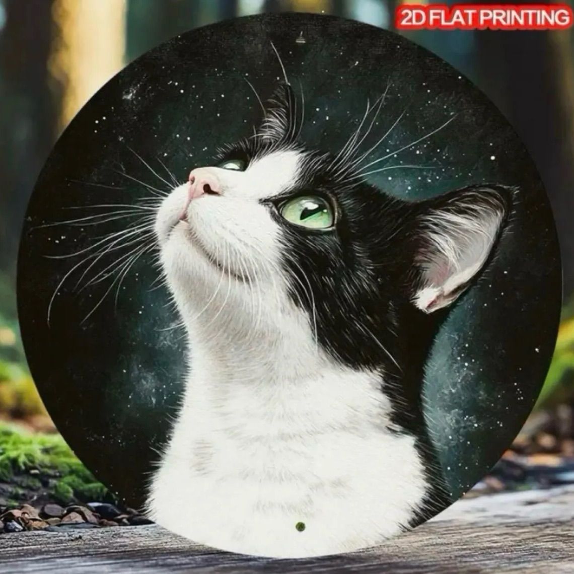 新品 はちわれ猫 メタルサイン ピンクのお鼻があざとい ハチワレ猫