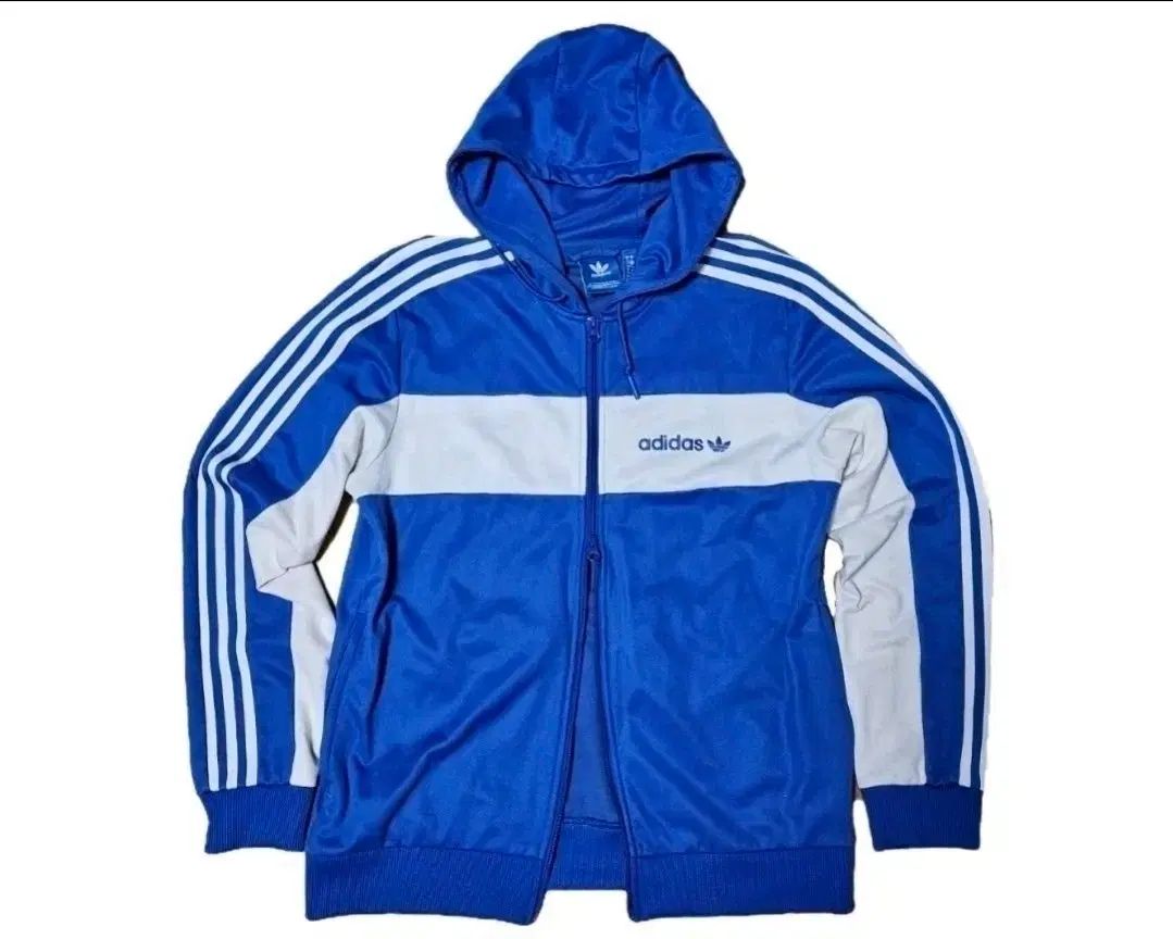 アディダス 3本線 WHO フード ジャージ ブルー M 実寸 Lサイズ