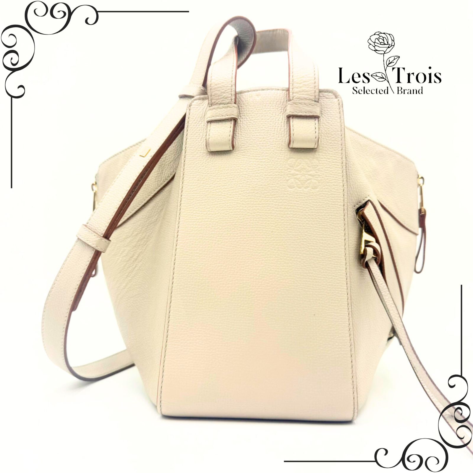 LOEWE ロエベ ハンモック ショルダーバッグ 2 way レザー アナグラム ハンドバッグ ベージュ 2025-076