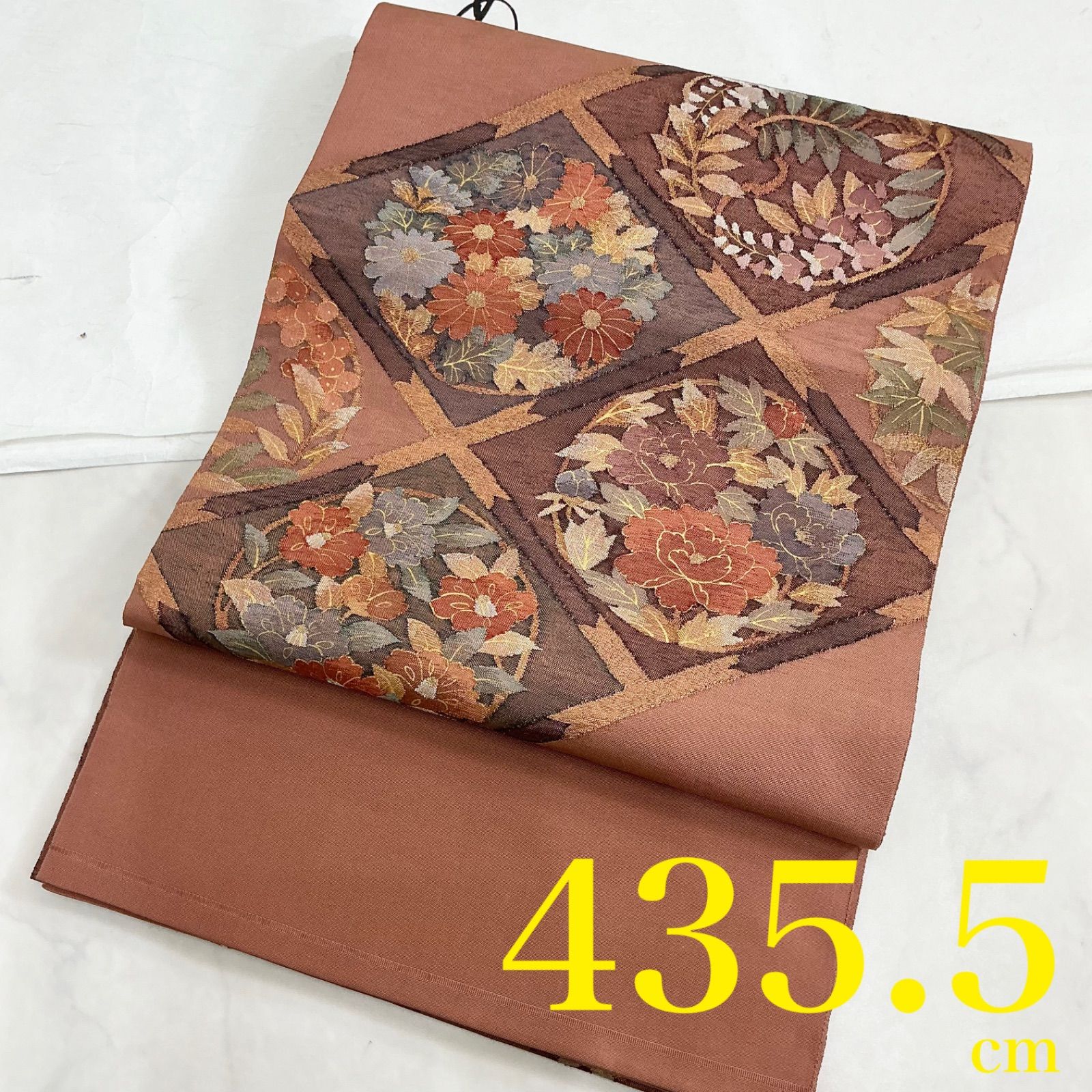kimono+one◇kimonoarisa◇美品◇明綴織◇洒落袋帯◇長尺◇435.5cm 