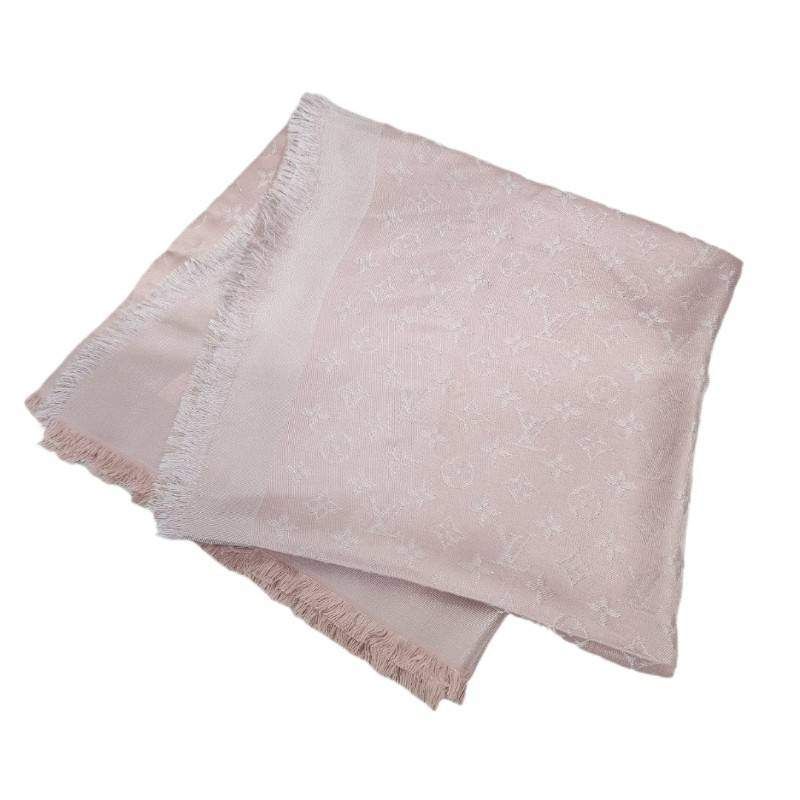 LOUIS VUITTON ルイヴィトン モノグラム シャイン 大判ショール M 70805 ピンク ストール レディース